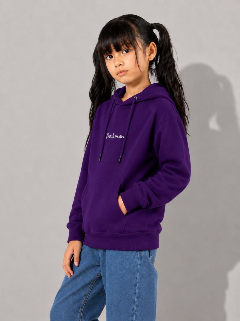 Pockman Girls Premium 350 GSM Cotton Fleece Winter Hoodie - Image 3