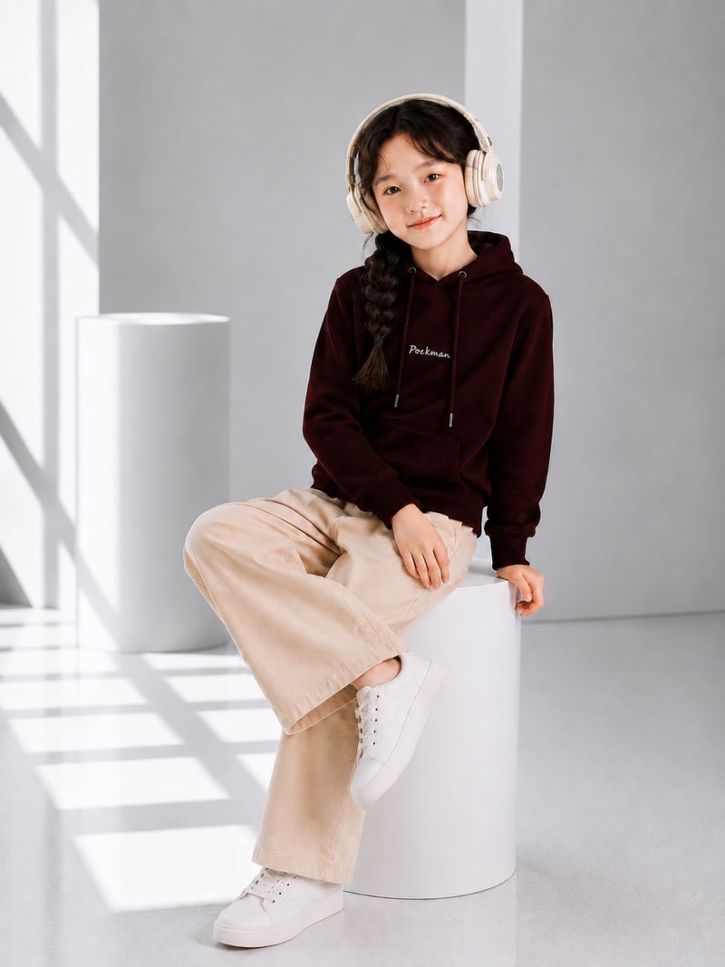 Pockman Girls Premium 350 GSM Cotton Fleece Winter Hoodie - Image 4