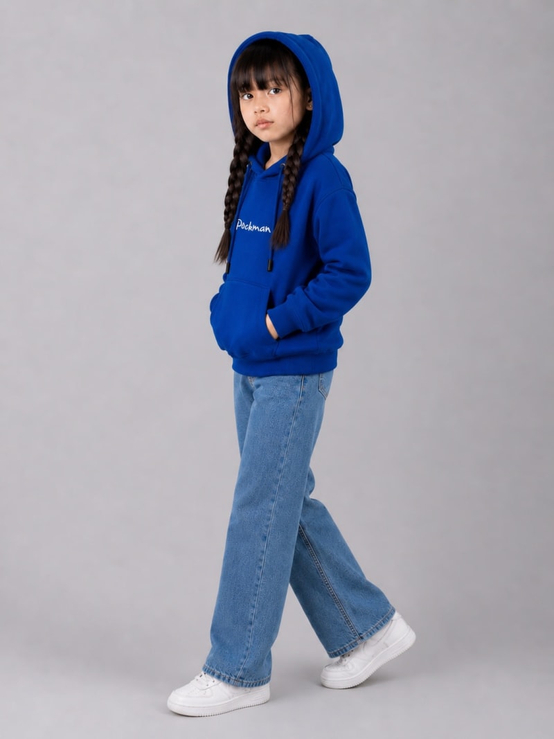 Pockman Girls Premium 350 GSM Cotton Fleece Winter Hoodie - Image 3