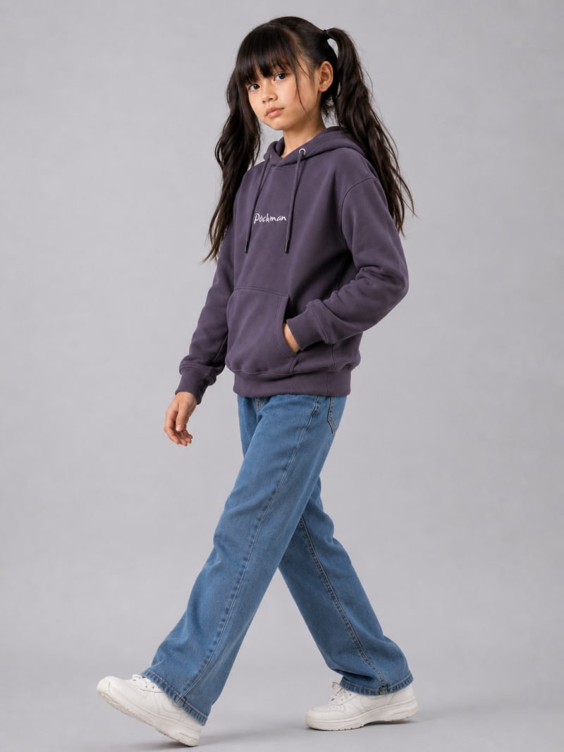 Pockman Girls Premium 350 GSM Cotton Fleece Winter Hoodie - Image 4