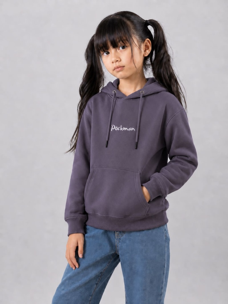 Pockman Girls Premium 350 GSM Cotton Fleece Winter Hoodie - Image 5