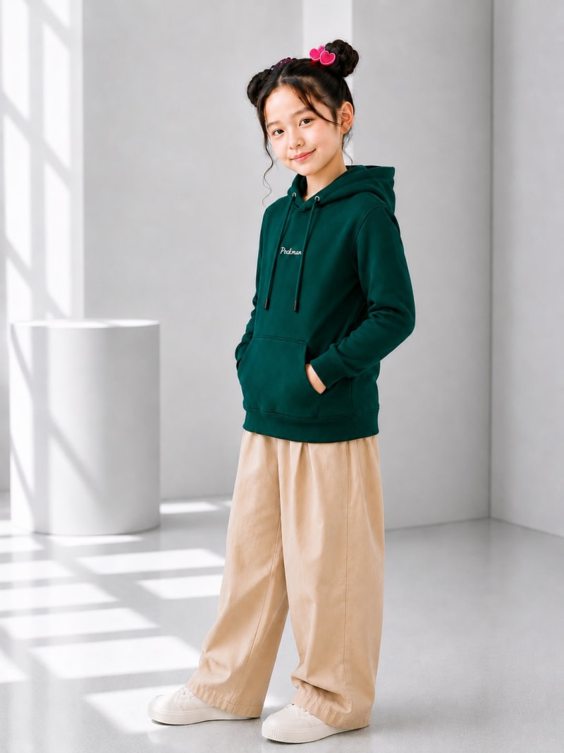Pockman Girls Premium 350 GSM Cotton Fleece Winter Hoodie - Image 3