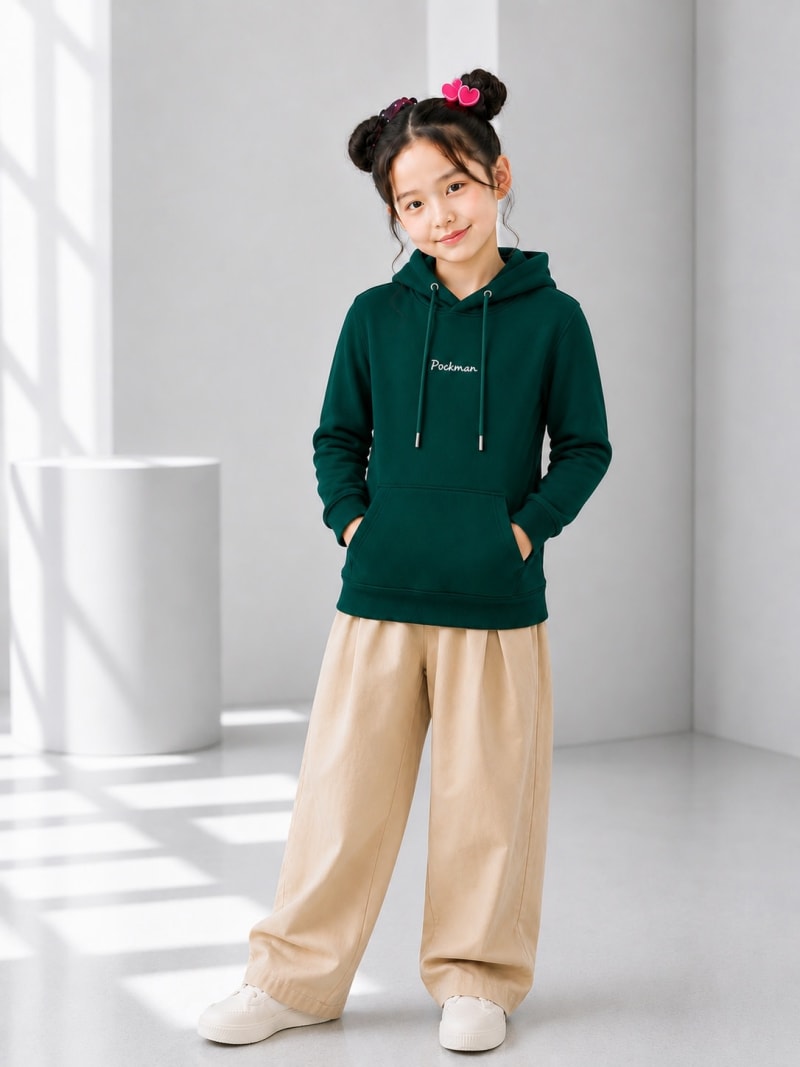 Pockman Girls Premium 350 GSM Cotton Fleece Winter Hoodie - Image 4