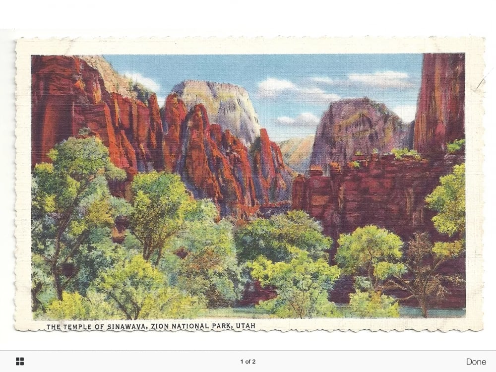 Vintage Zion Canyon postcard