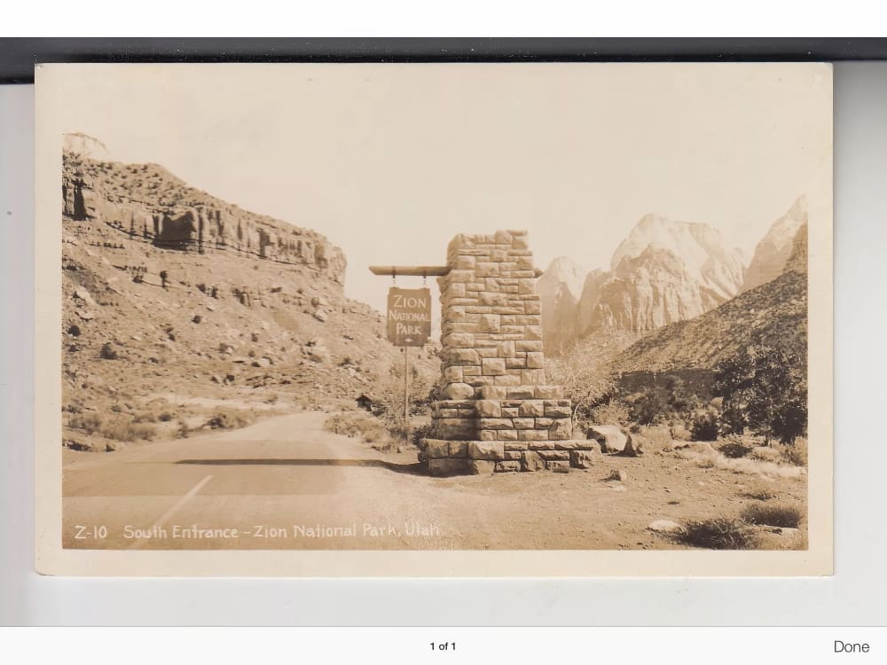 Vintage Zion Canyon postcard