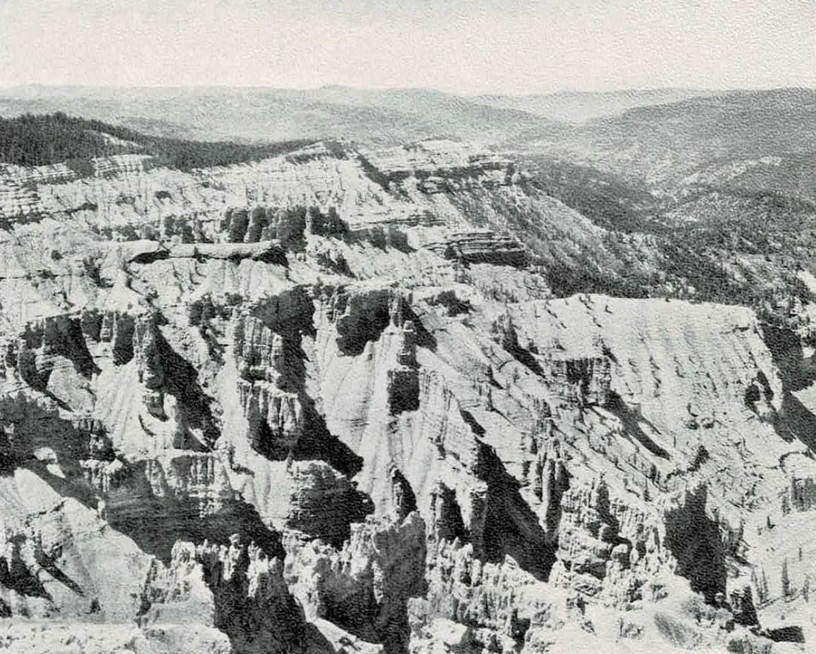Cedar Breaks amphitheater view from the historic travel brochure