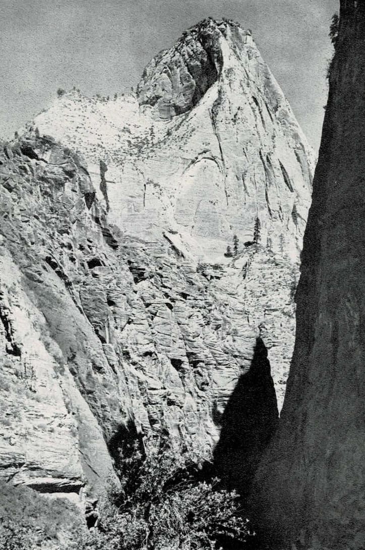 Mountains of Mystery in Zion National Park from the historic brochure