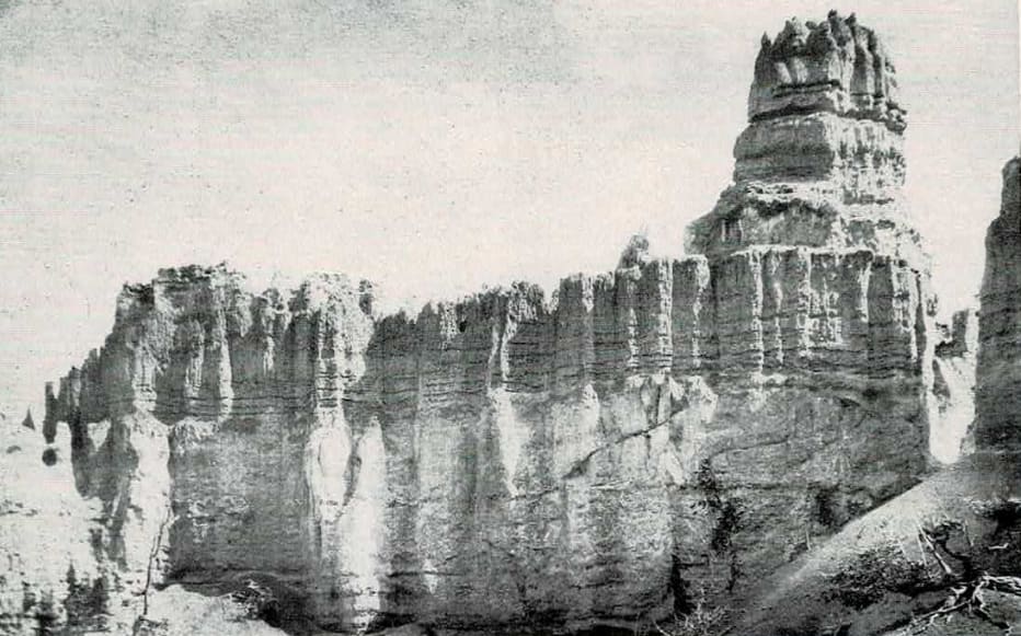 The Cathedral, Bryce Canyon, from the historic travel brochure
