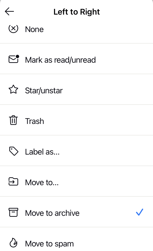 How to change swipe actions on iOS and iPadOS Proton