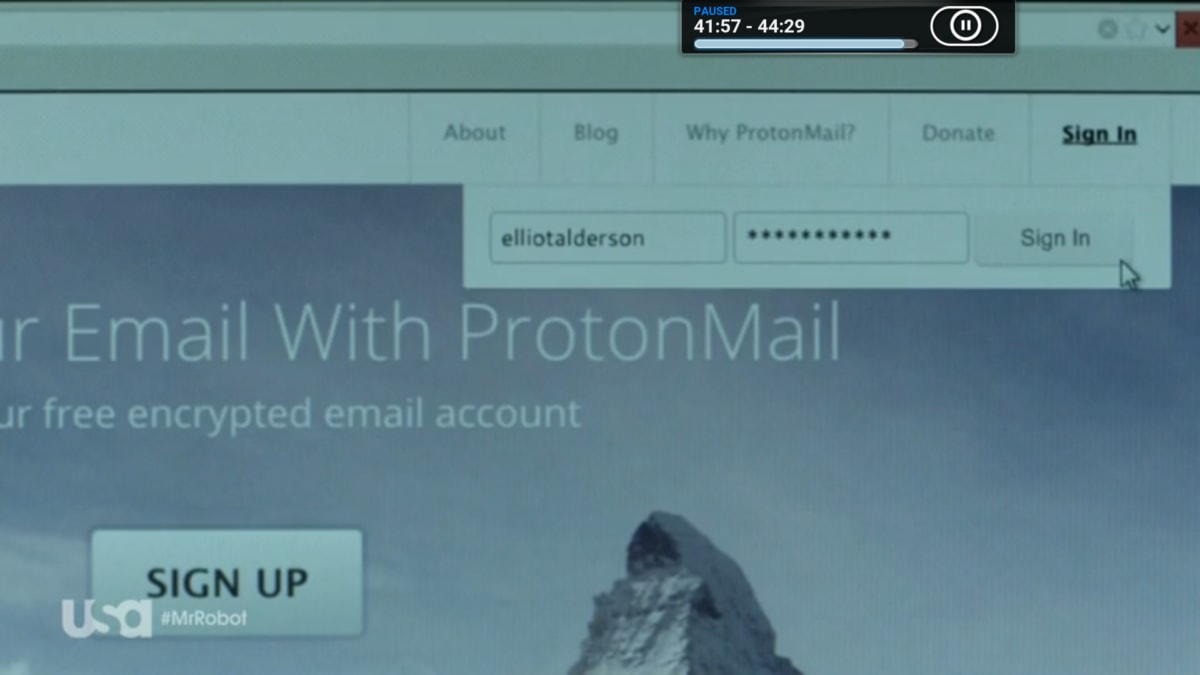 Proton Mail on Mr. Robot