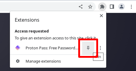 Épinglez Proton Pass à votre barre d'outils