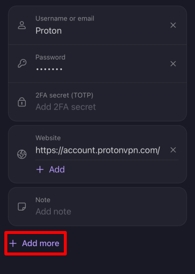 Tap + Add more
