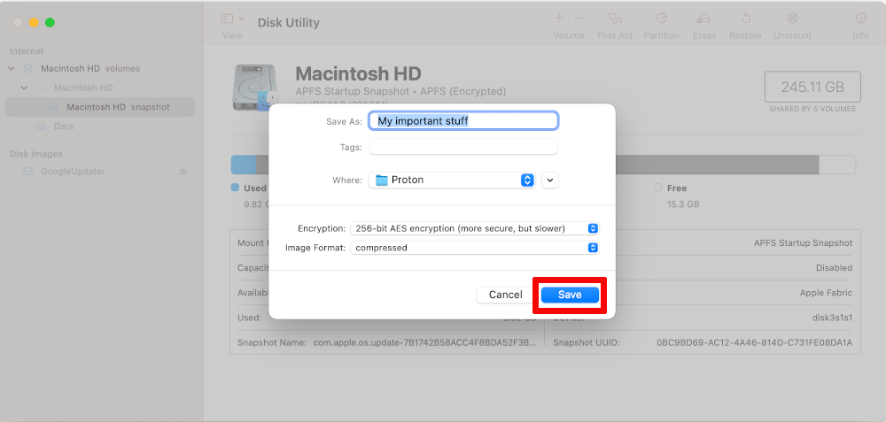 Saving the folder on Mac