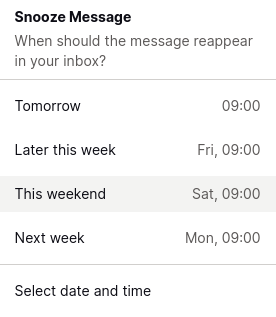 Snooze message
