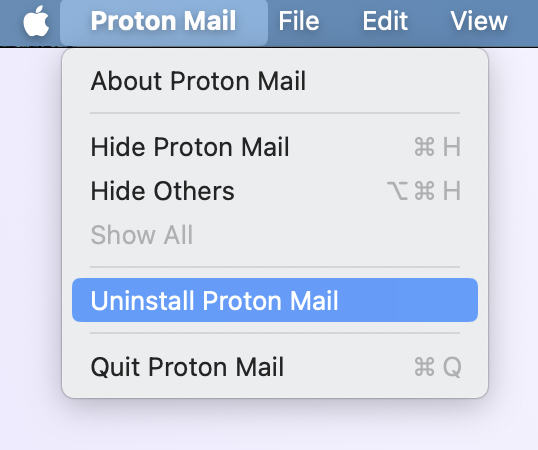 Come disinstallare l'app Proton Mail su macOS