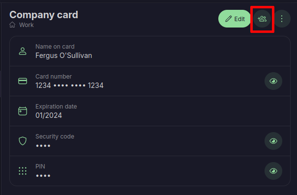 Proton Pass web app  sharing items