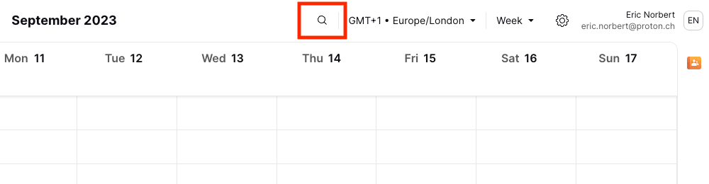 Proton Calendar search icon