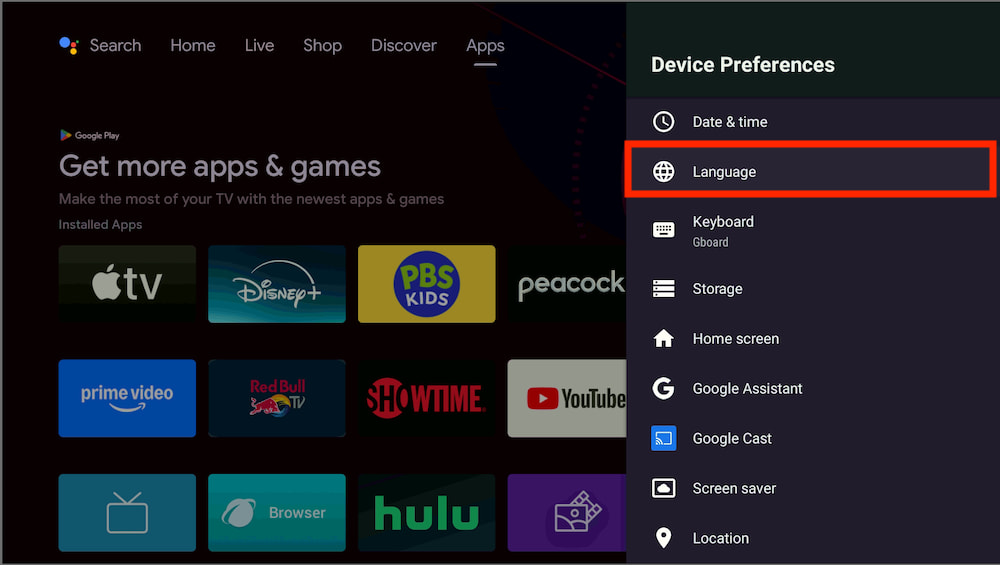 How to change the system language on Android TV 3