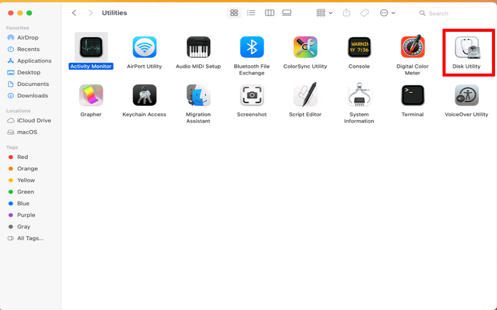 Utility Disco Mac in Finder