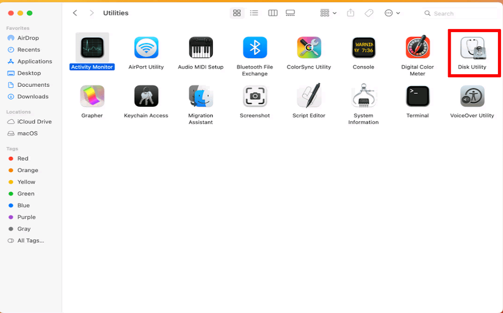 Utility Disco Mac nel Finder
