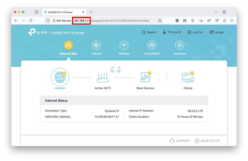 Access your router's admin page