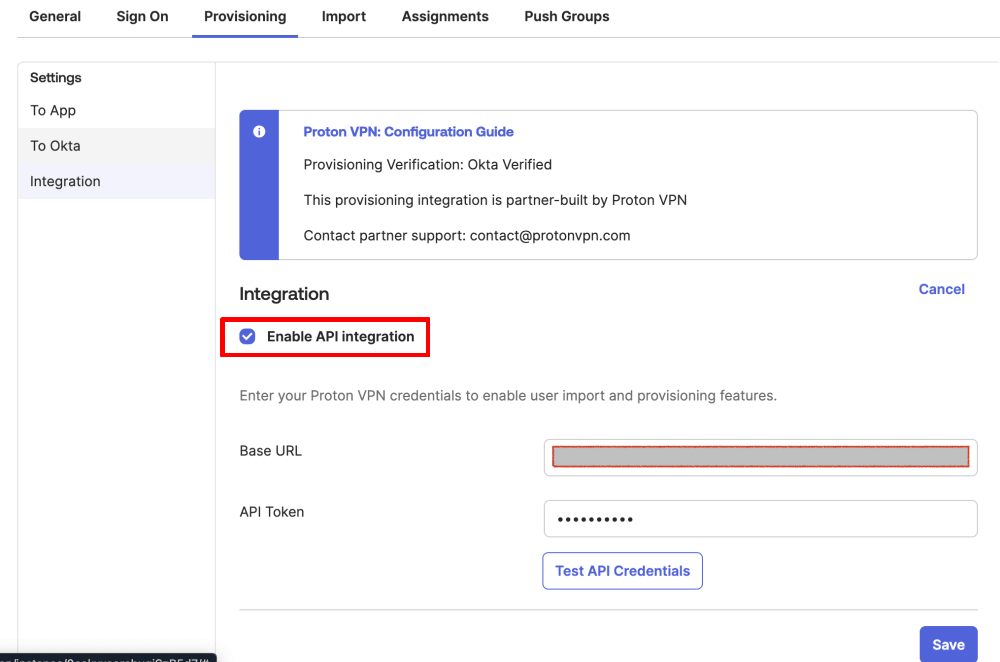 Enable API integration