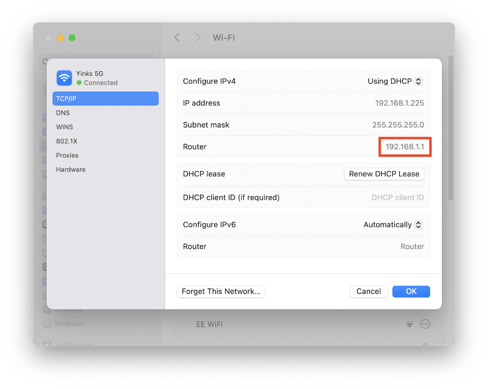 How to find default gateway on Mac