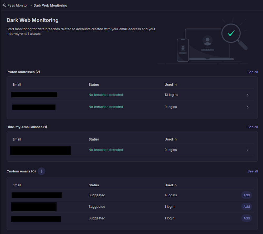 Proton Monitor dark web