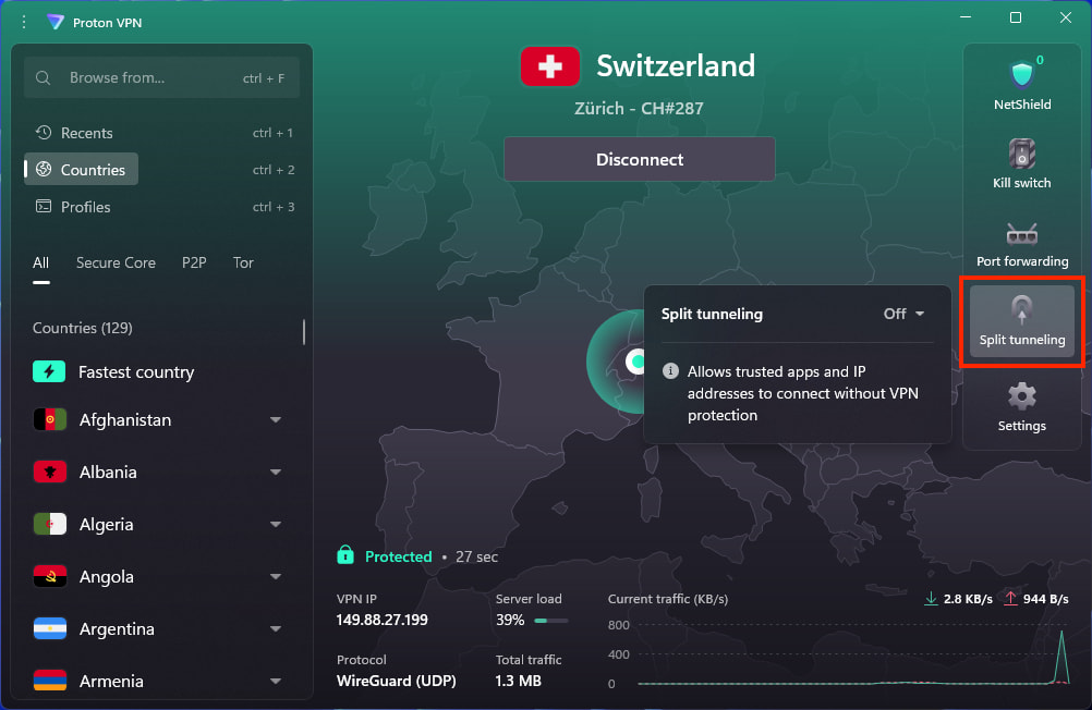 Split tunneling on Windows 1