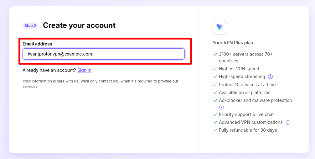 Create your account