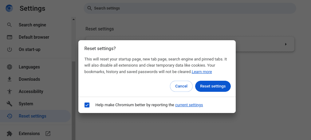 How to reset your Chrome settings