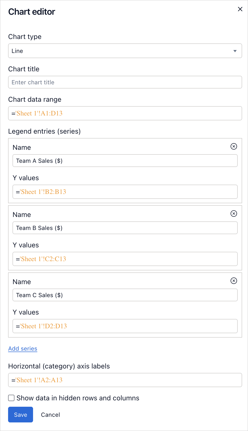 How to edit a chart in Proton Sheets