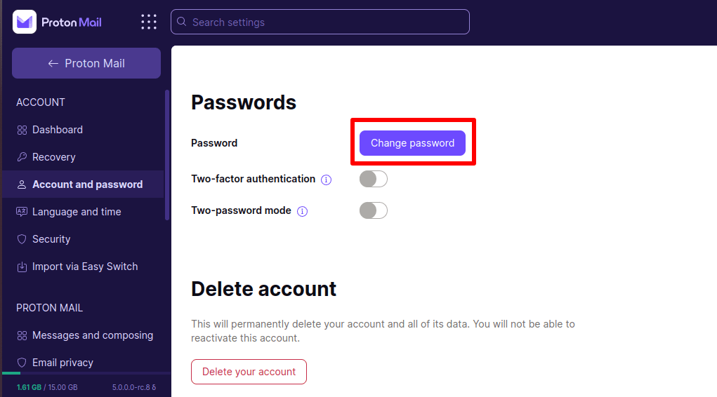 Change password 1