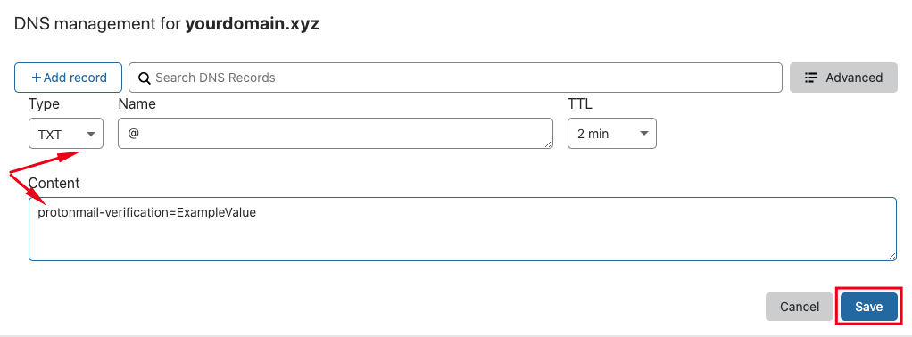 Verify domain 2