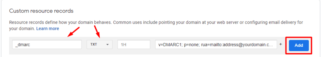 Set DMARC record