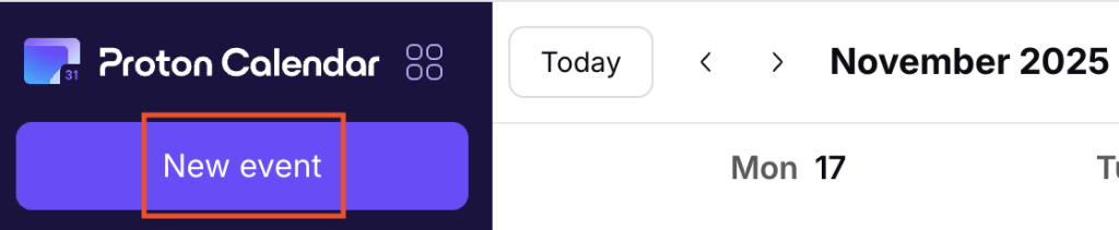 Create a new event in Proton Calendar
