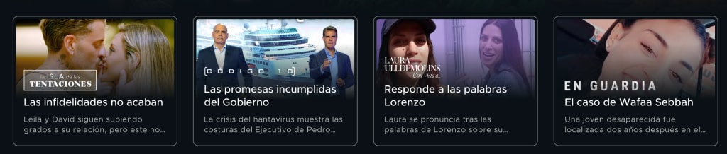 Mediaset Infinity España shows