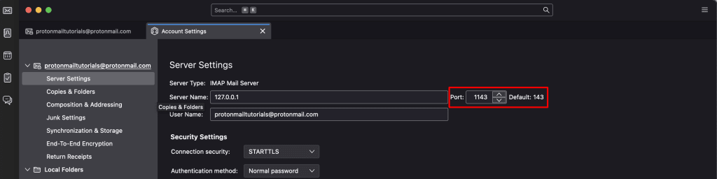 Change the IMAP port number