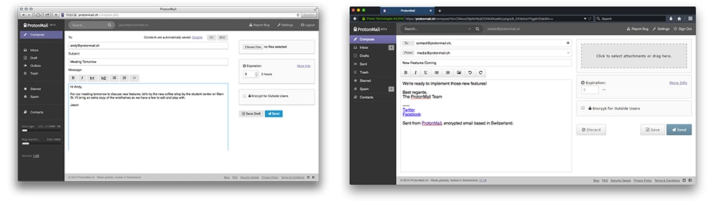 Compose Page from 2014 (Left) and 2015 (Right)