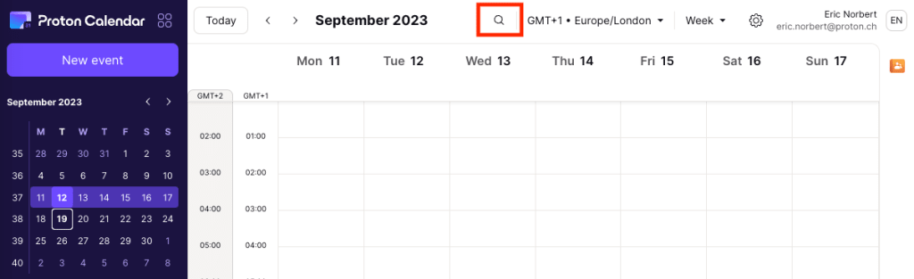 Proton Calendar search icon