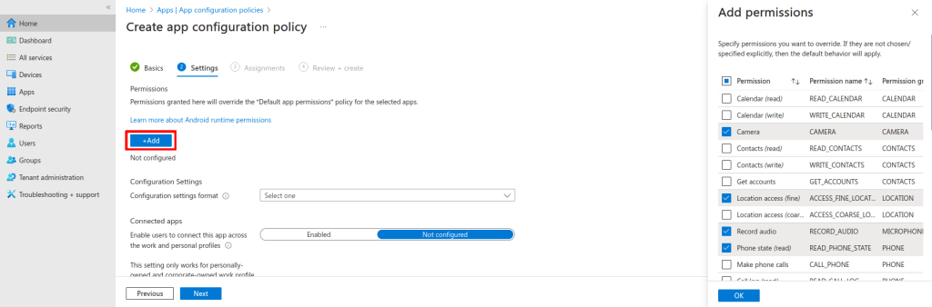 Add permissions