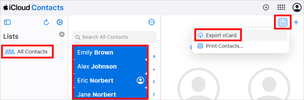 How to export all your contacts in iCloud