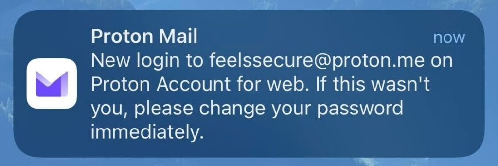 New login alert on Android
