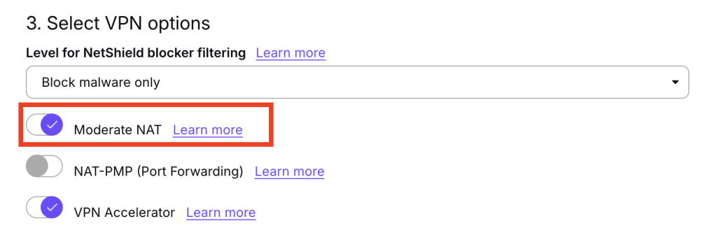 Turn the Moderate NAT option on when configuring your manual WireGuard configuration file.