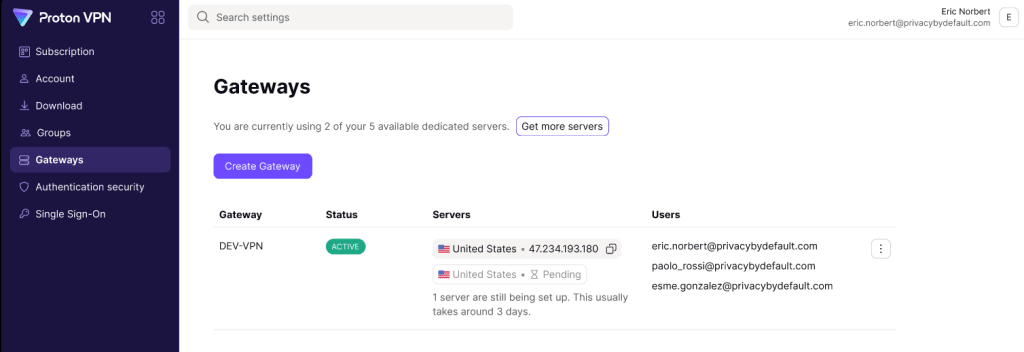 Your new server location will now be set up.