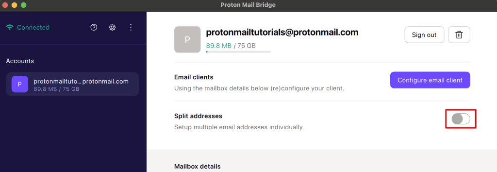 Split address mode