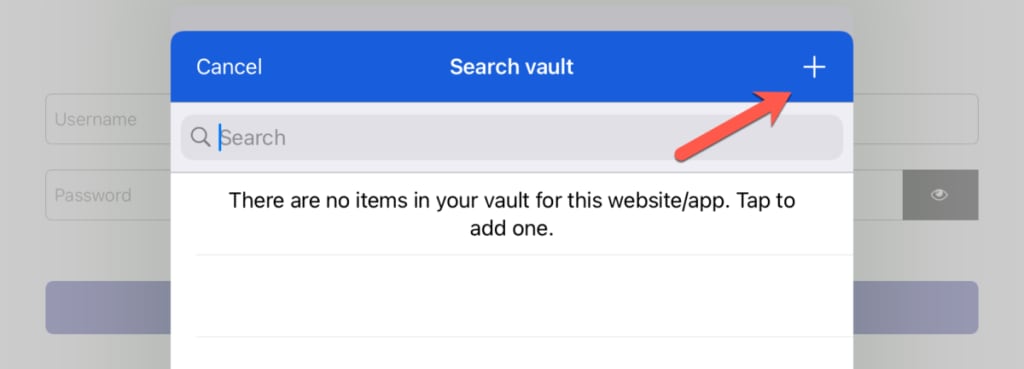 Image of search Vault iOS
