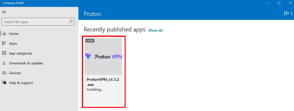 Open the Company Portal app and select Proton VPN