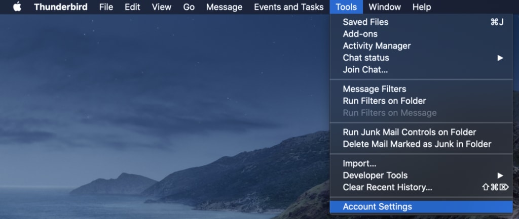 Screenshot of Thunderbird.