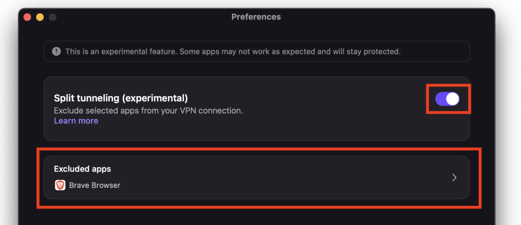 Split tunneling on macOS 2